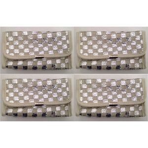 4 Mally Beauty Tan & Silver Make up Cosmetics Bag / Cell Purse / Clutch (new)